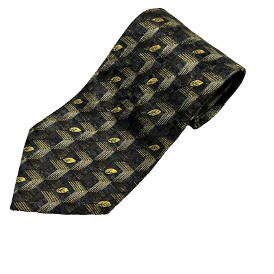 Ermenegildo Zegna Tie Men's Gold Geometric Silk Necktie Handmade In Italy - Image 1 of 4
