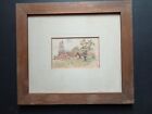 old antique watercolour painting original small picture 