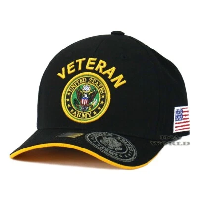 Gorra de béisbol con licencia militar logotipo del ejército de los Estados Unidos - negra/dorada Foto 1 de 4