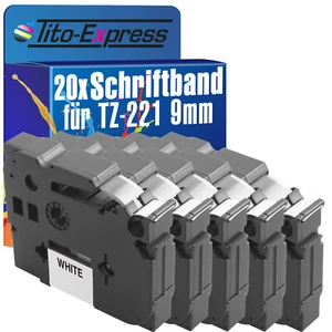 20x Schriftband für Brother TZe-221 P-Touch 1000 1000 BTS 1000 F 1005 BTS 1005 F - Bild 1 von 2