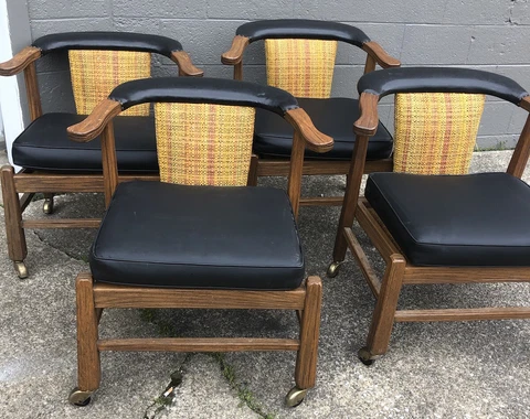 4 Brandt Ranch Oak horseshoe chairs Cowboy Western Original Finish Castors Poker Cover