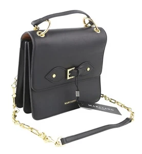 MARCIANO BY GUESS Women Bag OS Black Leather Gold Tone Details Crossbody Logo - Picture 1 of 12