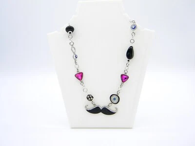 Collar con dije de cristal rosa y negro NUEVO Foto 1 de 4