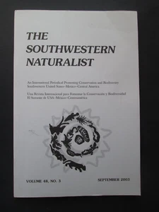 THE SOUTHWESTERN NATURALIST September 2003 PERIODICAL Volume 48 No. 3 - Picture 1 of 2