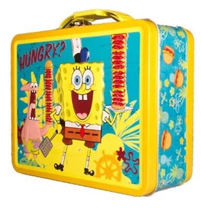 SpongeBob SquarePants Hungry! 7 5/8" Square Metal Tin Lunchbox!RARE-Brand NEW! - Picture 1 of 1