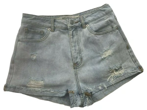 Pantalones cortos Melville Button Fly para mujer 27 tiro alto denim desgastado lavado claro - Imagen 1 de 10