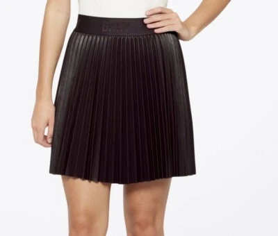 DKNY - Womens Faux Leather Below Knee Pleated Skirt Large $99 - Image 1 of 4