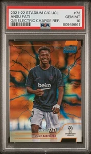 2021-22 Ansu Fati Topps Stadium Club Chrome Orange/Blue FC Barcelona 5/10 PSA 10 - Picture 1 of 3