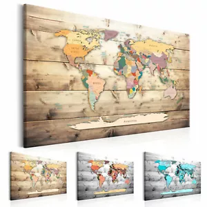 Pinnwand Weltkarte Wandbilder Landkarte Leinwand Bilder xxl Kork k-B-0009-p-b - Bild 1 von 4