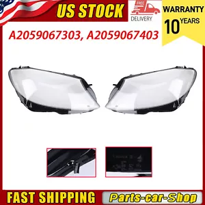 2PC FRONT HEADLIGHT LENS COVER FOR MERCEDES BENZ W205 C180 C200 C260L 2015-2017 - Picture 1 of 24