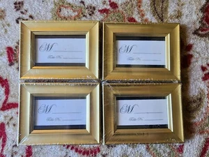 Set of 4 Small Picture Frames Gold Plated Name Placards - Name Cards 2.5x3.5 - Picture 1 of 3