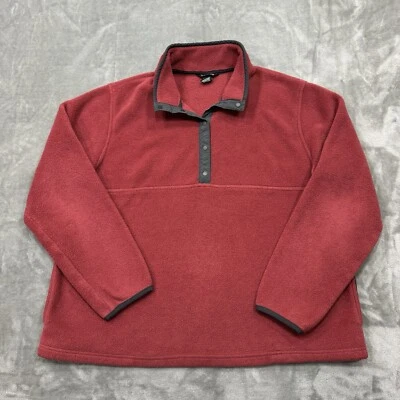 L.L. Bean Sudadera Mujer XL Rojo Rosa Manga Larga Polar 1/4 Botón a Presión Caminata Foto 1 de 4
