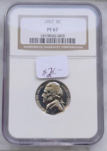 1957 Jefferson Nickel 5c Gem Proof NGC PF67 - Picture 1 of 4
