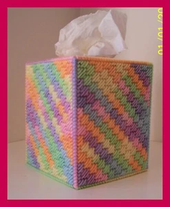 ORANGE BLAU GRÜN GELB KINDERZIMMER HANDGEFERTIGT KUNSTSTOFF LEINWAND TASCHENTUCH BOX ABDECKUNG TOPPER - Bild 1 von 1