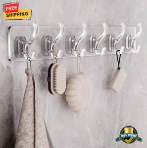 1 pc, 6-Hook Strong Adhesive Wall Hanger for Kitchen & Bathroom - Corner Design - Picture 1 of 6