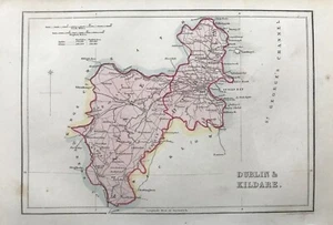 1841 Antique Map; Counties of Dublin & Kildare, Ireland - Picture 1 of 2