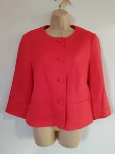 EAST Pink 100% LINEN FLAX Jacket UK 12 Lined Blazer Coat POCKETS Wedding Shrug - Picture 1 of 12