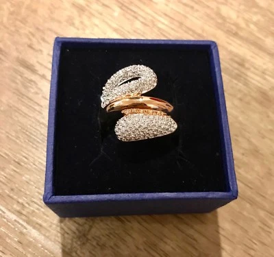New Swarovski Rose Gold Every Wide Ring Size 8 58 White Crystals 5221555 $169 - Image 1 of 4
