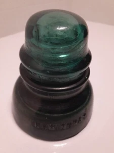 Vintage Glasisolator Hemingray Nr. 40 grünlich bläulich mit dunklem Boden - Bild 1 von 7