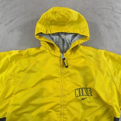 Chaqueta Nike Swoosh Vintage Jóvenes Niños Mediana 10-12 Amarillo Forrada de Vellón Logo Frontal Foto 1 de 4