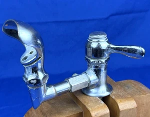 Grifo de fuente de agua de latón C.1930 HALSEY W. TAYLOR paleta cargada con resorte, ¡funciona! - Imagen 1 de 19