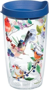 Tervis Watercolor Songbirds Made in USA Double Walled Insulated 16 oz, Clear  - Picture 1 of 12
