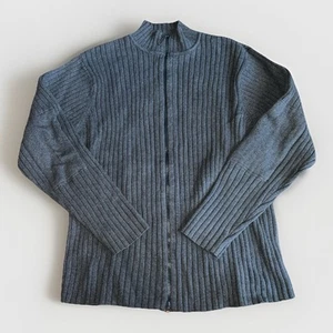 Mens Sonoma Gray Mock Neck Full Zip Knit Sweater Size Extra Large Tall - Picture 1 of 3