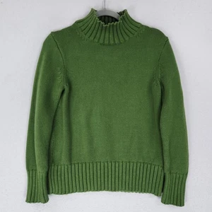 J Crew Sweater Womens Extra Small Green Cotton Turtleneck Pullover Classic - Picture 1 of 10