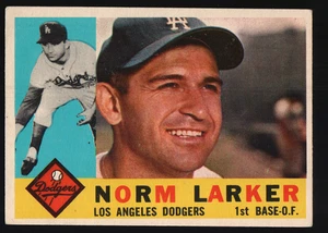 1960 Topps Baseball #394b - Norm Larker VAR - Los Angeles Dodgers 60-075 - Imagen 1 de 2