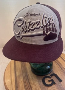 UNIVERSITY OF MONTANA GRIZZLIES BURGUNDY & GRAY M/L SNAPBACK ADJ HAT. VGC. G7 - Picture 1 of 4