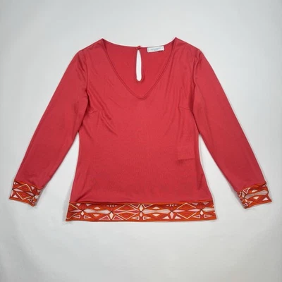 Top Emilio Pucci Firenze Estampado Talla IT 40 UK 8 Rojo Multicolor Manga 3/4 Foto 1 de 4