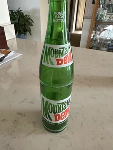 Vintage Mountain Dew Green Glass Long Neck BottleWhite Label 16 ounce Empty - Picture 1 of 8