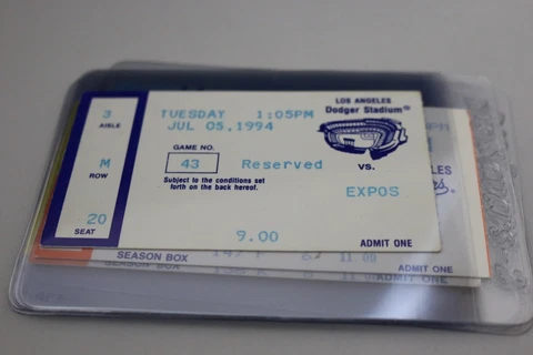 Los Angeles Dodgers Vintage Ticket vs. Expos July 5 1994 Cover