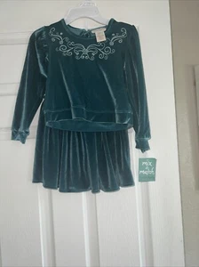 Girls size 4 toddler Cynthia Rowley turquois two-piece holiday Velour - Picture 1 of 7