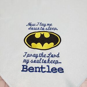 Personalized Embroidery Fleece Baby Blanket With Batman Logo and Prayer