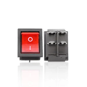 2x On Off Red Light Rocker Switch 250V AC 16 AMP 125V 20A DPST 4 lug legsPvZd - Picture 1 of 16