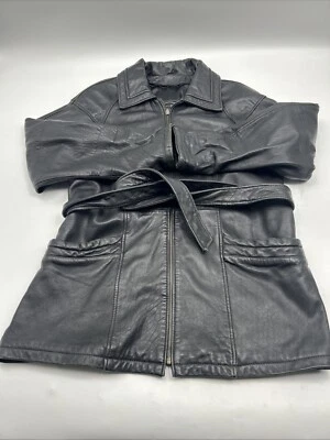 VINTAGE Womens Black Leather Jacket Full Zip Size XL  100% LEATHER Tannery West - Image 1 of 4
