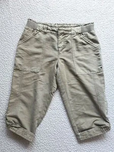 Anthropologie MARRAKECH Womens Brown Rolled Linen Cargo Capris Size 26 - Picture 1 of 5