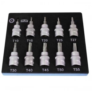 3/8" Bit-Stecknuss-Satz Torx mit Bohrung, kurz 10-tlg in Einlage T10-T55 Torx - Bild 1 von 2