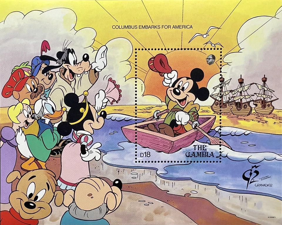 GÂMBIA GRANADA '92 SELOS DISNEY SS 1992 MNH CHRISTOPHER COLUMBUS NAVIOS MICKEY - Imagem 1 de 1