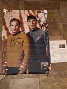 William Shatner Leonard Nimoy Autographed Star Trek Kirk & Spock Lg Canvas 24x34