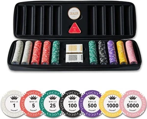 500PCS 14g Clay Poker Chips Set – Texas Hold'em Game Chips + Leather Case - Picture 1 of 7