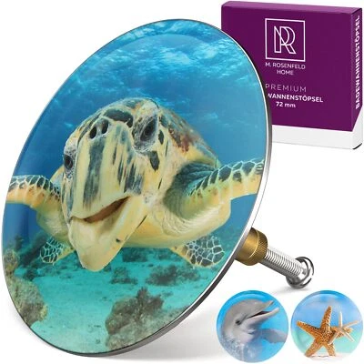 Bouchon de Baignoire Universel en Laiton avec Motif Tortue - 72 mm - avec Dou... - Photo 1/4