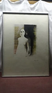 GIACOMO PORZANO 1968 acquaforte astratta donna nuda UOMO RIFLESSIONE firmata - Foto 1 di 9