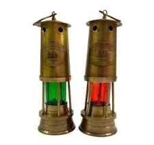 8" Vintage Green Red Lantern Brass Finish Nautical Ship Oil Lamp For Home Decor