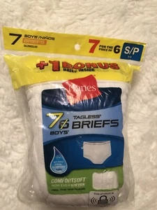 6 Pair Hanes Boys Tagless Brief Underwear Wicking Cool Comfort Size Small 6-8.B8 - Picture 1 of 3