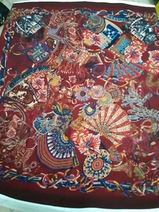 gran foulard scaf sciarpa floreale viscosa wool carré multicolor cavalli horses - Imagen 1 de 9