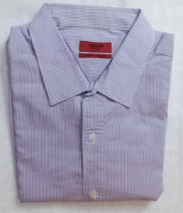 Alfani - Purple Fitted Stretch Fabric Stripe Long Sleeve Shirt - Size 17 - 34-35 - Picture 1 of 1