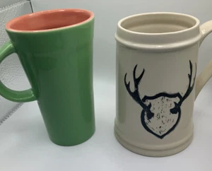 Tazze da caffè/tè in ceramica XLG - onde alte verde/rosa e TwosCompany corna beige/nero - Foto 1 di 4