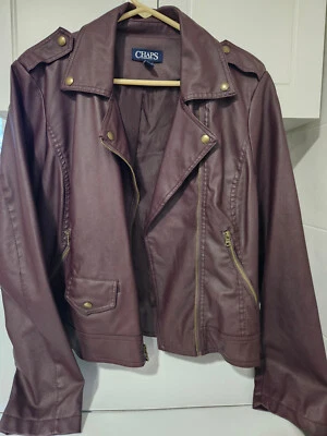 Chaqueta de moto Chaps forrada imitación cuero, burdeos, talla M, excelente estado  Foto 1 de 4